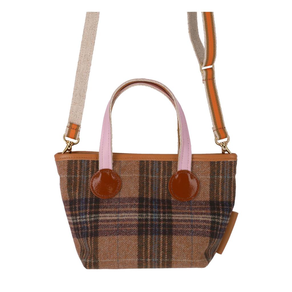 Tsumori Chisato Wool Check Kiraneko 2-Way Handbag, Small, Pink