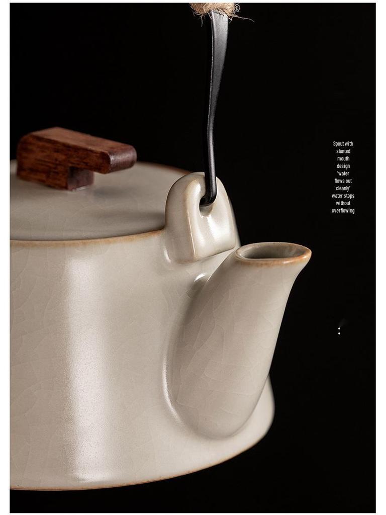 High-End Ru Kiln Ceramic Kung Fu Tea Set - Luxury Gaiwan Teapot, Tray, and Cups for Home.