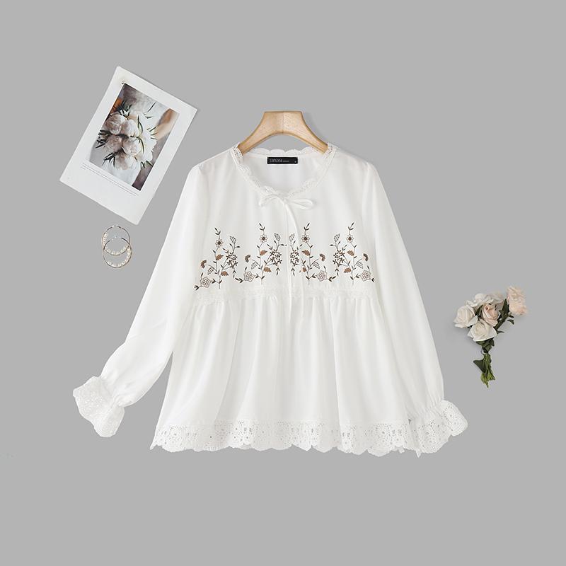 ZANZEA Women Casual Round Neck Long Sleeve Loose Print Blouse