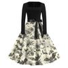 Halloween Print Flare Dress For Women Long Sleeve Dress Hollow Party Casual Dresses