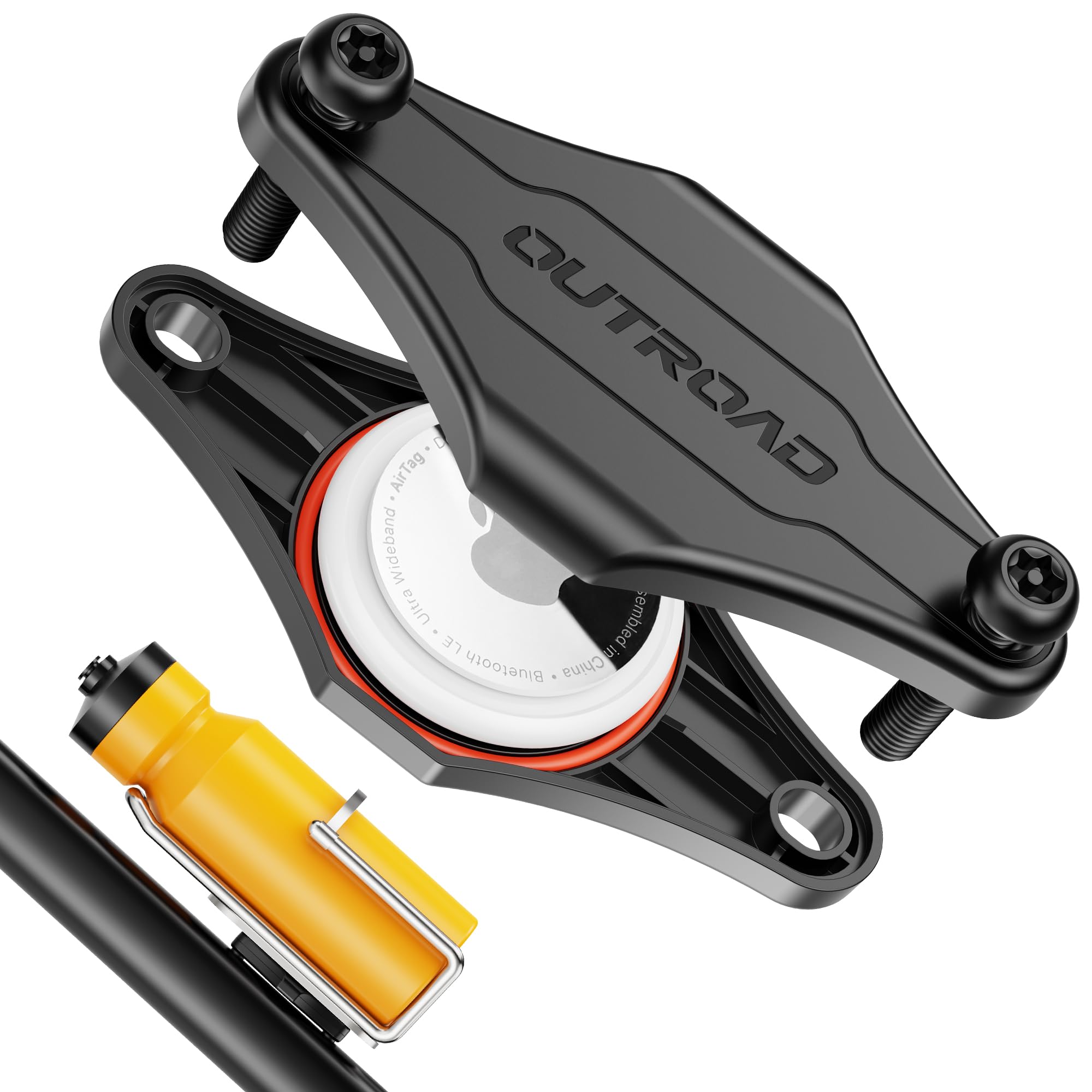 

Waterproof AirTag Bike Carrier, Hidden Under Bottle Cage, with Black Security Screws, Anti-Theft, Hidden Security (Black)