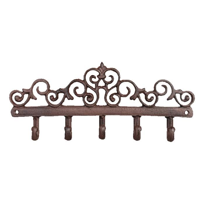 Porte-manteau en fonte - L 3,8 x l 32,1 x H 13,9 cm - Marron