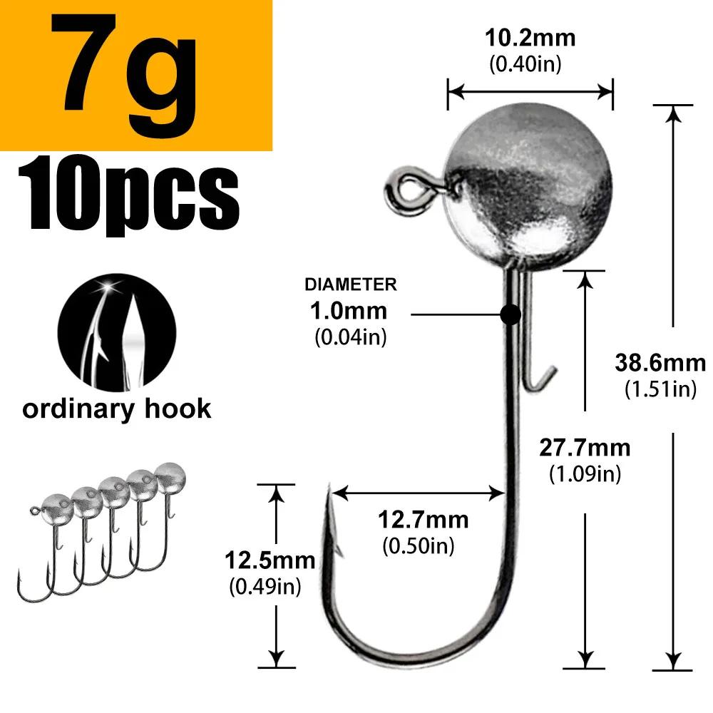 

7 г для червячной мягкой приманки, все размеры, рыболовная джиг-головка, крючок, круглая головка, кренковая джиг-головка, джиггинг, рыболовные крючки