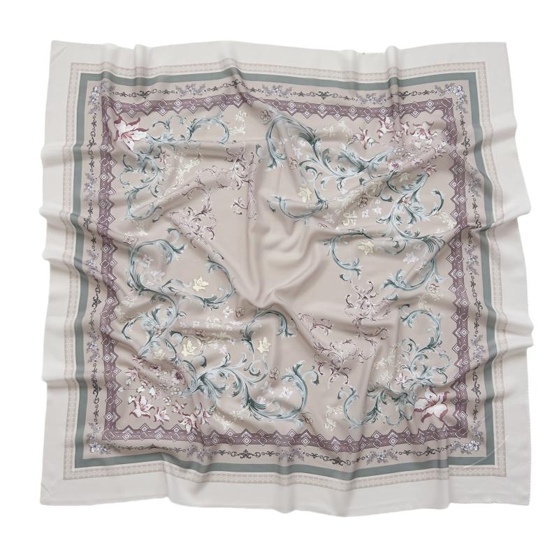 48Colors Malaysia Tudung Bawal Flower Print Hijab Laser Cut Edge Headscarf Premium Cotton Voile Soft Fashion Muslim Square Scarf