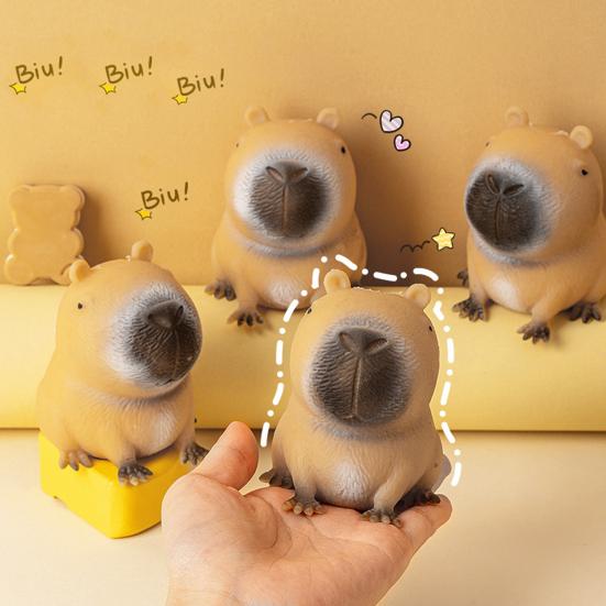 Capybara Squeeze Toy Slow Rebound Soft TPR Stress Anxiety Relief Portable Kids Teens Adults Animal Squishes Sensory Fidget Toy
