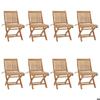 Exclusive House - Folding Garden Chairs with Cushions Set of 8 Solid Teak