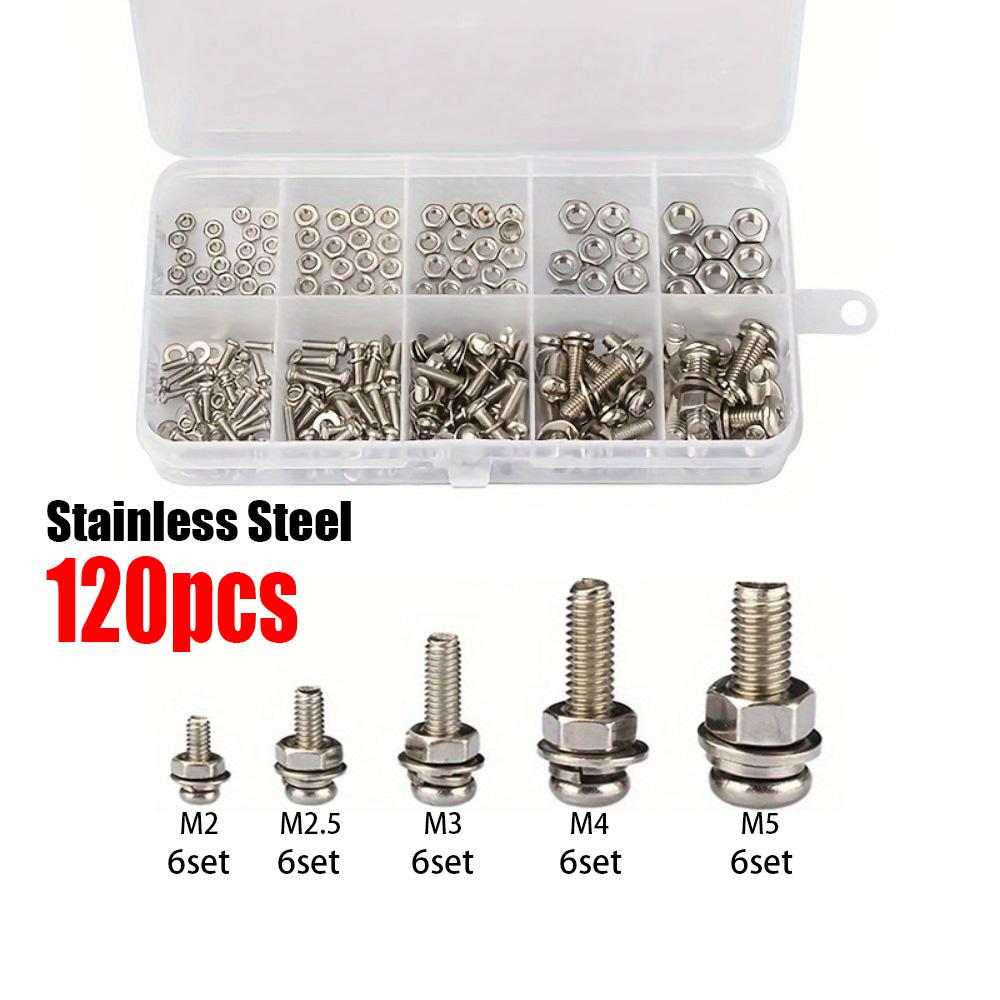 120/320-piece stainless steel screw and nut set, M2-M5, multiple sizes available-suitable for DIY, repair, and home applications