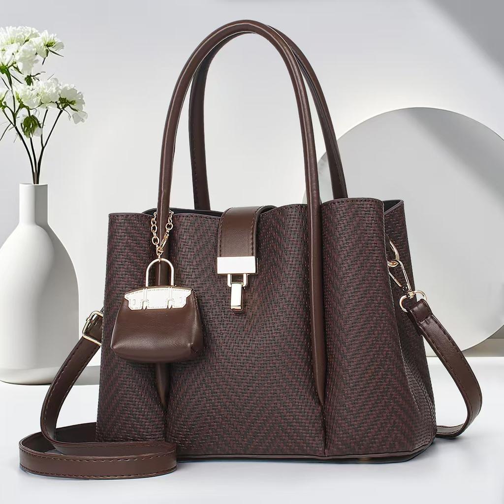 New Macaron Woven Handbag Fashion Temperament Versatile Tote Bag High-end Large Capacity Single-shoulder Crossbody Bag