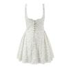Hepburn Floral Lace-Trimmed Spaghetti Strap A-Line Dress Women's Slim-Fit Summer Short Skirt