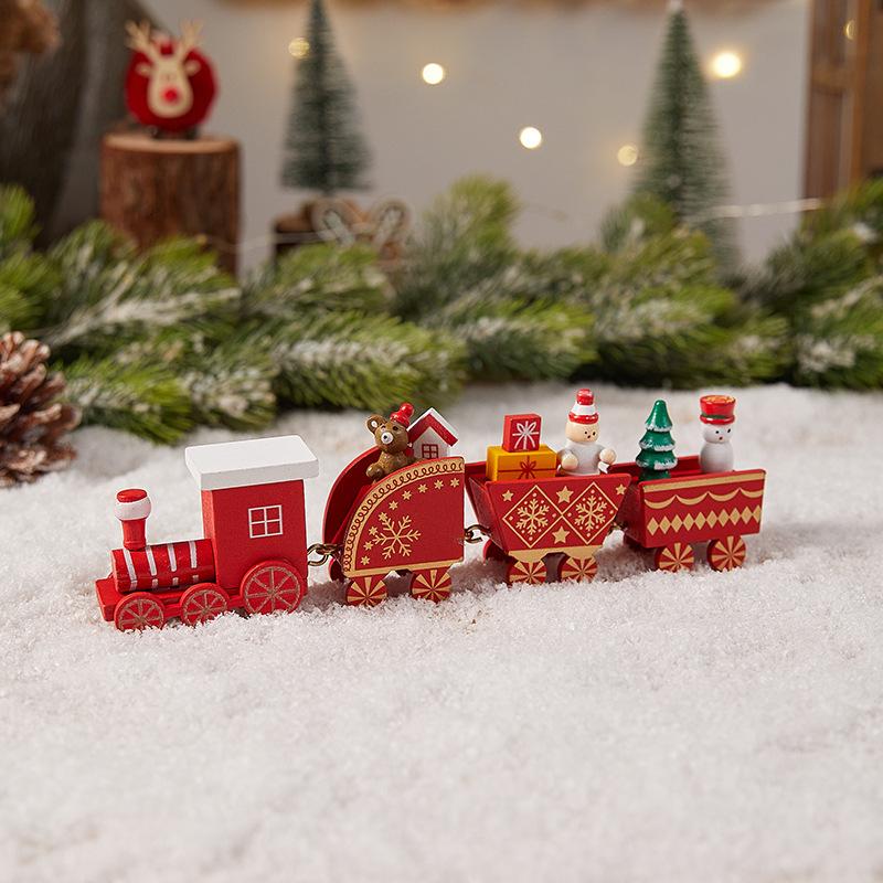 Christmas Decorations Christmas Wooden Train Kindergarten Christmas Gifts Window Decorations Christmas Toys