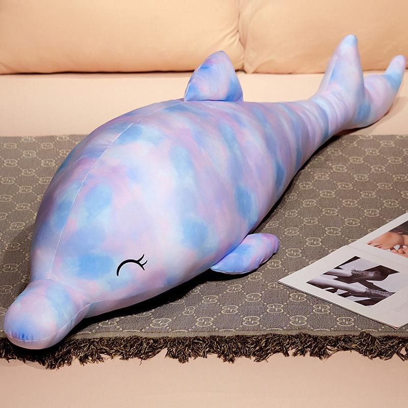 Soft Colorful Dolphin Doll Plush Toy Big Dolphin Doll Home Pillow Girl Soothing Ragdoll
