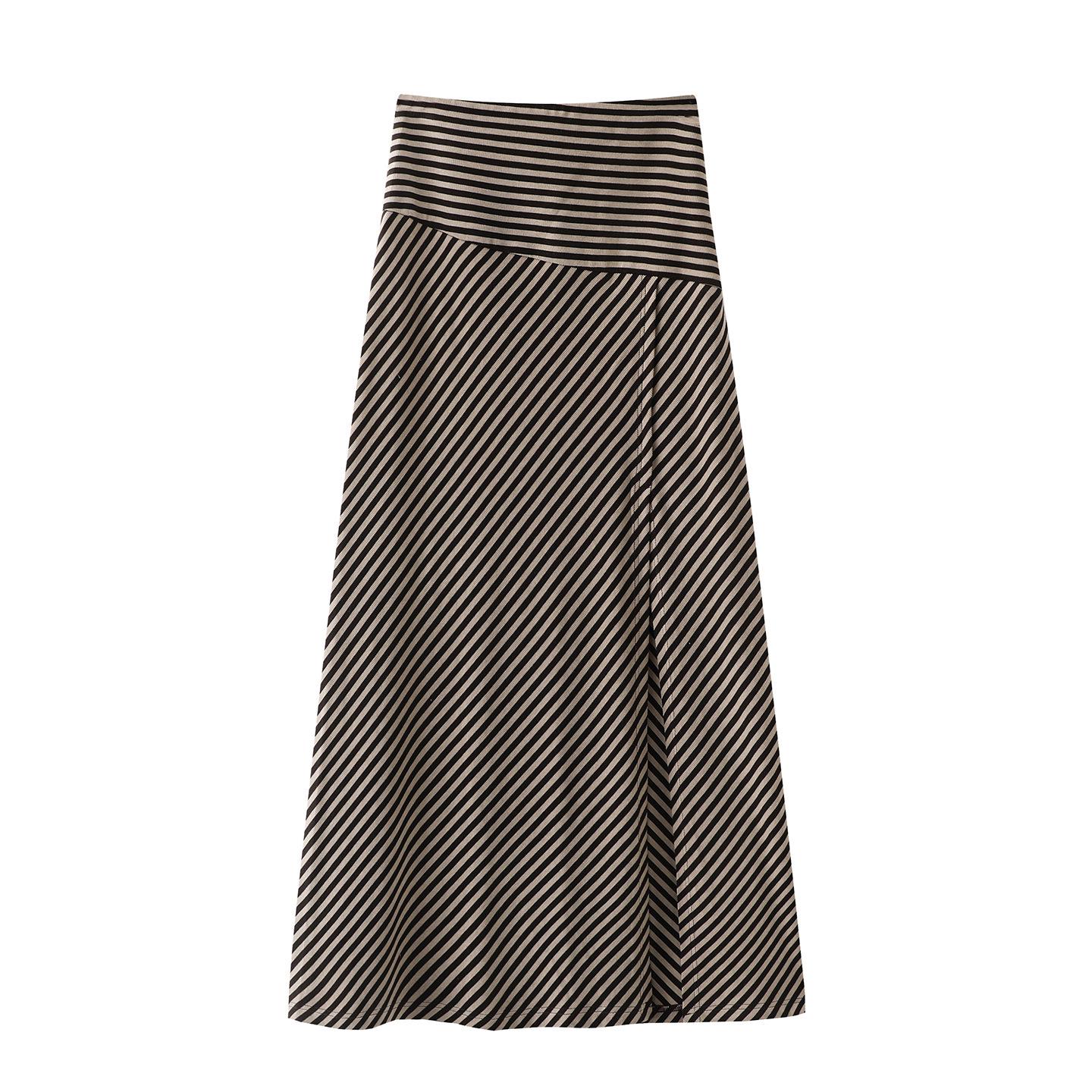 

Spring 2026 Playful Dog-Print Off-Shoulder Striped Shawl A-Line Skirt Set S