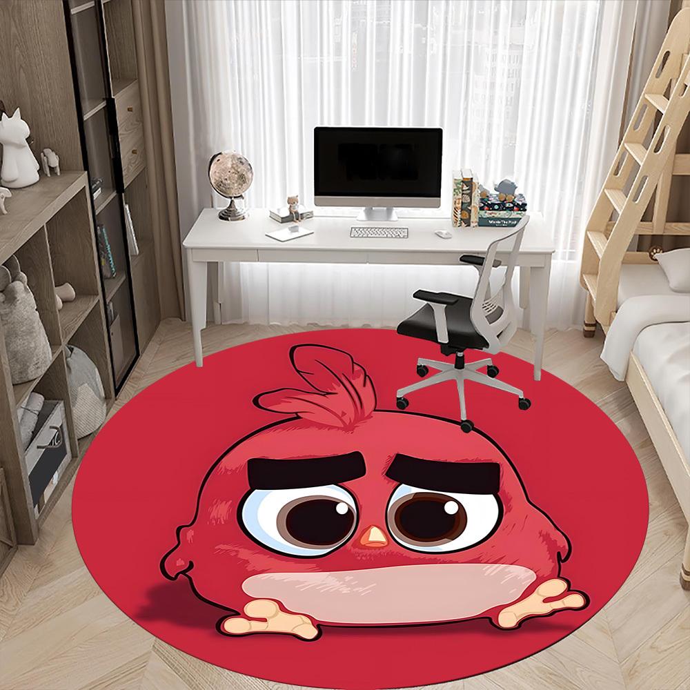 1pc Angry Bird Office Round Area Rug, Under Office Chairs Bedroom Living Room Home Decor, Room Decoa1016152