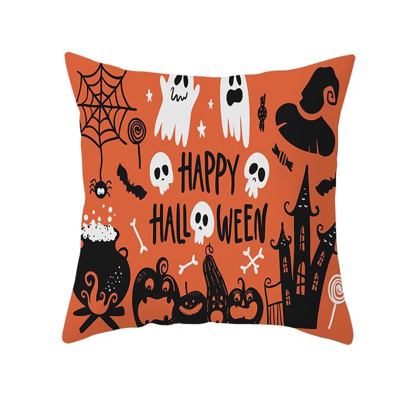 Funny Halloween Pillow Cover Wish Home Living Room Sofa Cushion Cover Fun Printed Peach Skin Pillow
