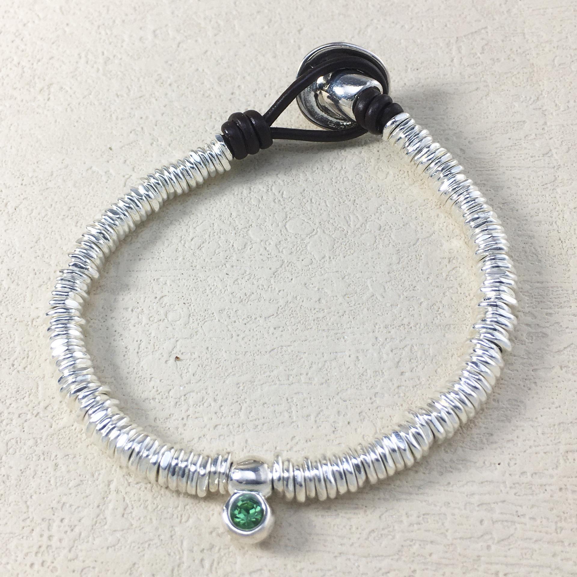 2024 UNOde50 European  American Geometric Green Gemstone Bracelet - Romantic Jewelry Gift for Women