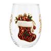 Christmas Glass Art Cup 2D Santa Snowman Pattern Drinking Cup for Cocktails Whiskey Wine Glasses Unique Holiday Glassware Gift