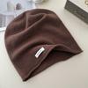 Pure Wool Pile Cap A Versatile Solid Color Knitted Cap for Women  A Warm and Ear Protecting Postpartum Cap