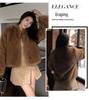 Women's Brown Faux Fox Fur Coat - Winter Chic, Elegant, Thick Mink-Style Top