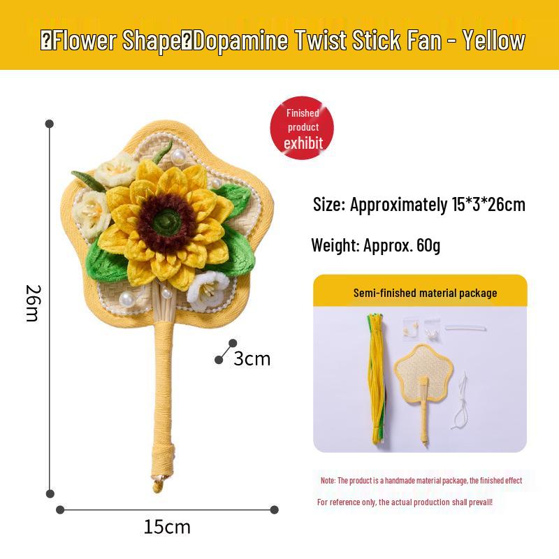 Teacher s Day Craft Kit: Handmade Dopamine Twist Stick Reed Fan with Flower Design for Kindergarten