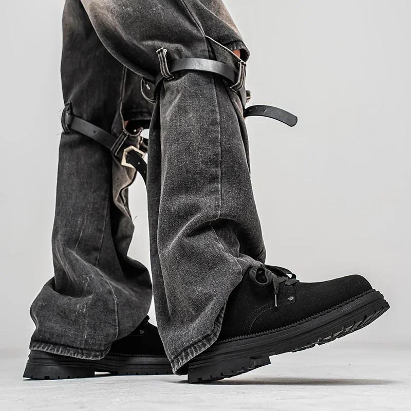 2025 High Quality Men's Casual Leather Shoes Outdoor Wear-resistant Suede Work Boot British Business Lace Up Derby Shoes for Men