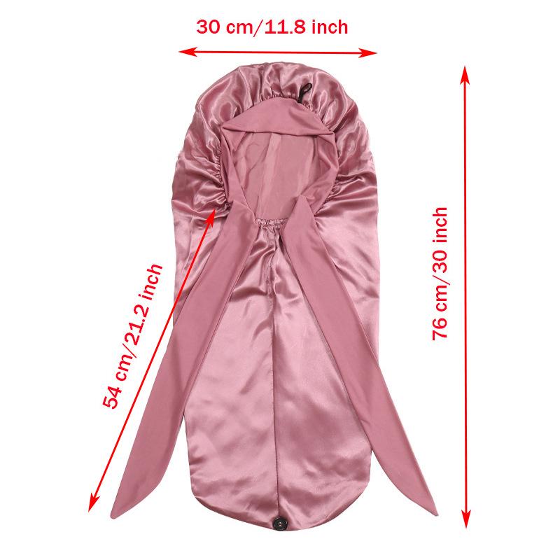 Adjustable Satin Nightcap with Bow Knot and Elastic Band