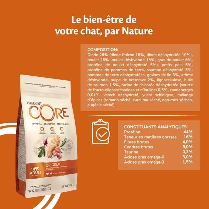 Croquettes pour Chat - Wellness - CORE Original - 4 kg - Naturelles - Sans Céréales - Riche en Protéines