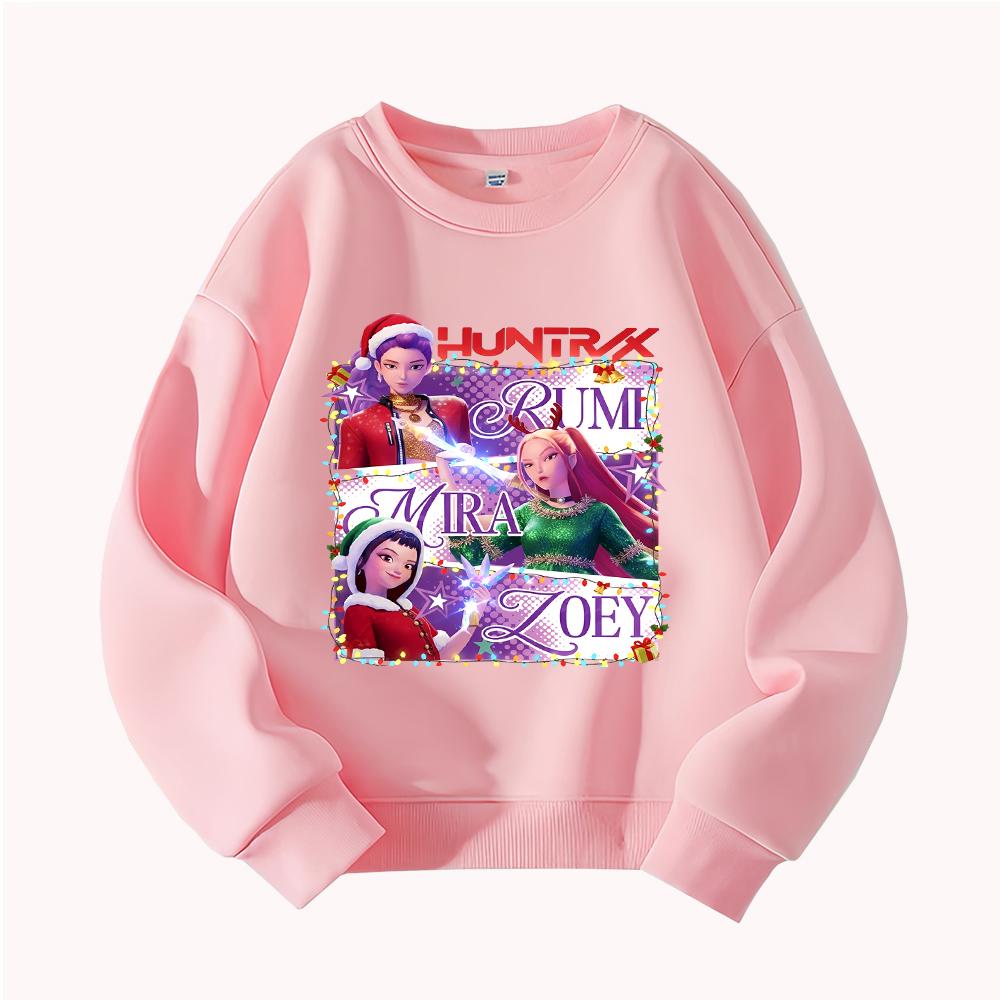 HUNTRX Devil Hunter Weihnachten Kinder Rundhals-Sweatshirt mit Rumi, Mira, Zoey Design für festlichen Spaß