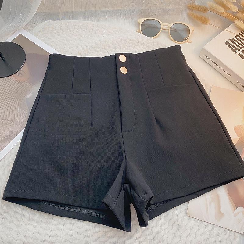 2024 Summer Korean Design High-Waisted Black A-Line Wide-Leg Pants