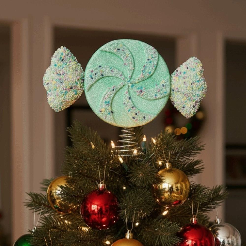 Colorful Icing Design Candy Christmas Tree Topper Festival Party Scene Decoration New Year