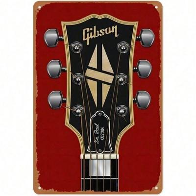 Gibson Les Paul Custom Vintage Blechschild 8x12 Zoll Retro Rock Wanddeko Man Cave Heimbar Musikstudio