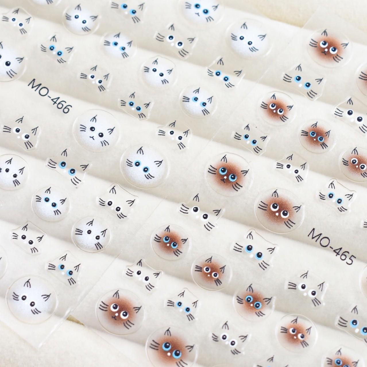 

Adhesive White Cat Nail Stickers: Shura Big-Eyed Cat Design, Cute, Thin, and Durable T523- Big-Eyed Cute Cat 65 pcs