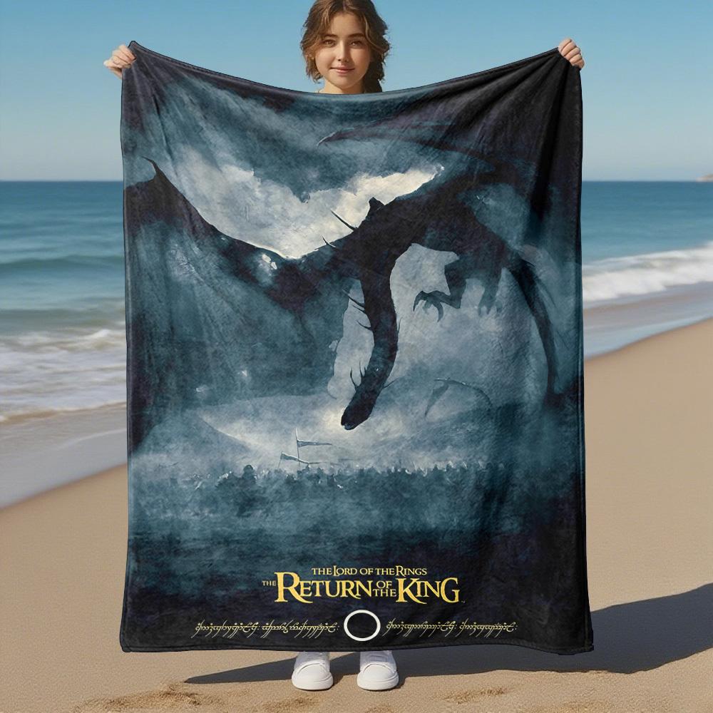 1pc Dragon, Battle, Fantasy  - Throw Blanket, Soft, Flannel Blankets, Living Room,  All Seasons Use-1021113 75X95CM