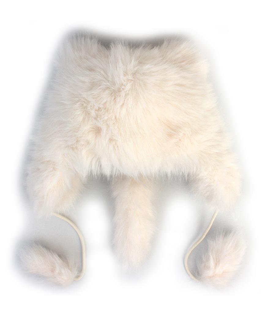 Yunibeosyeolkemiseuteuli Fox White Poly Fur Balaclava Fox Hat