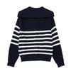 NSSF Women's Striped Wool Half-Zip Pullover - 2024 Autumn/Winter Fashion with Lapel.