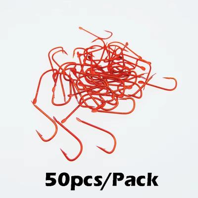 50pcs/Pack Long Shank Barbed Fishing Hooks for Catfish High Carbon Steel Ultra-Fine Wire -30°C Cold Proof Freshwater Angling Hooks