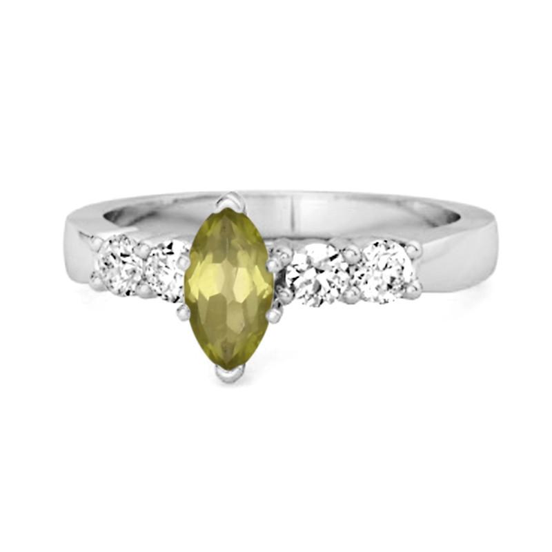

Peridot Tapered Five-Stone Ring – Sterling Silver 10 біле золото кольору