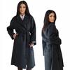 Women's Classic Wool Coat, Tie-up, Premium Anthracite, L Xl