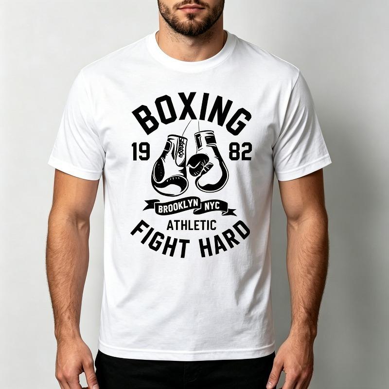 Brooklyn NYC Boxing Gloves 1982 Print T Shirt Unisex Unisex Oneck Fight Hard Athletic Street Tee Fashion