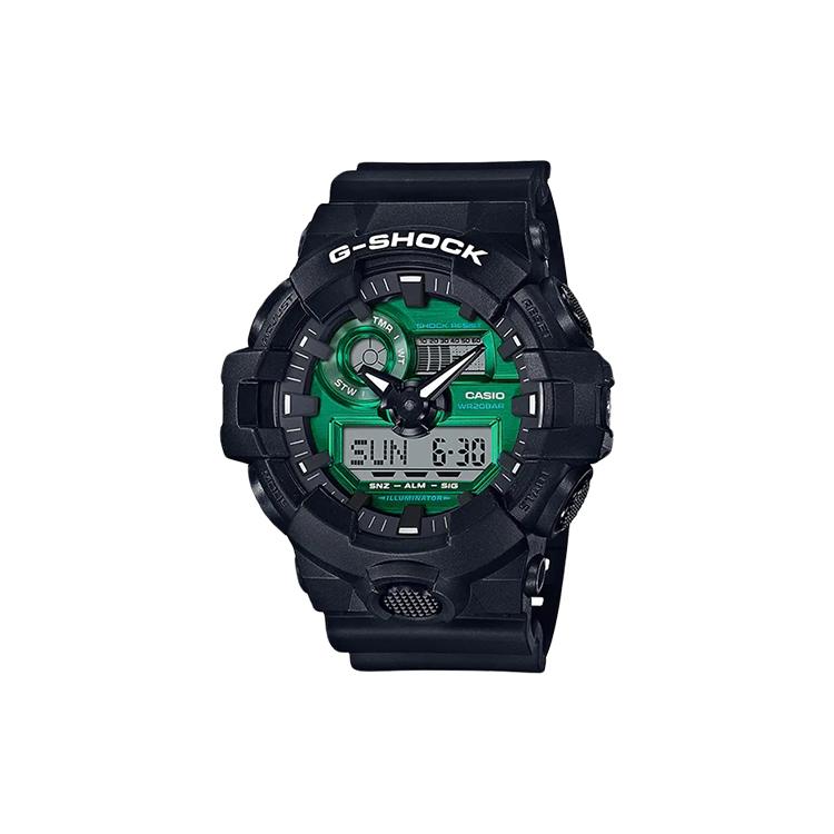 

CASIO Men Liquid Crystal/Analog Dual Display Series Watch GA-700MG-1APR-person Black Strap
