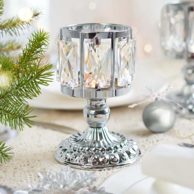 Faux Crystal Candle Holder European Style Candle Cup Shiny Tealight Holder Table Centerpiece for Home Wedding Party Decoration