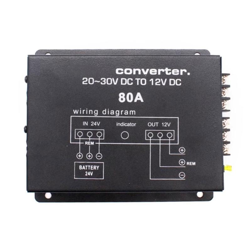60A/80A/100A Truck Voltage Step Down Converter Power Supply Adapter 24V To 12V With Overload Protection For Radio System