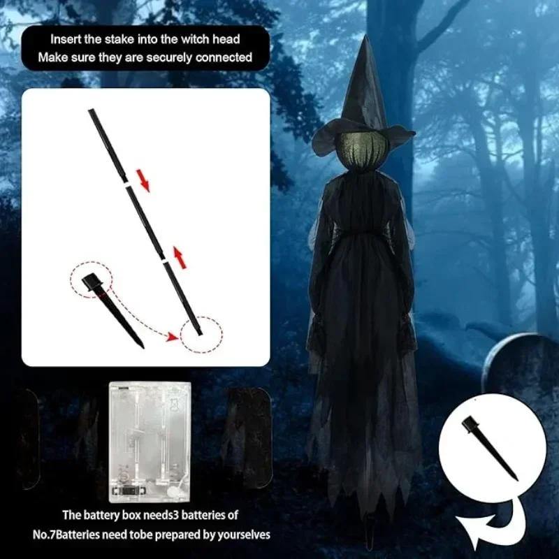 1-2PCS Glowing Hand Holding Witch Halloween Scene Decoration Prop Ghost Festival Ornament for Haunted House Party Indoor Outdoor