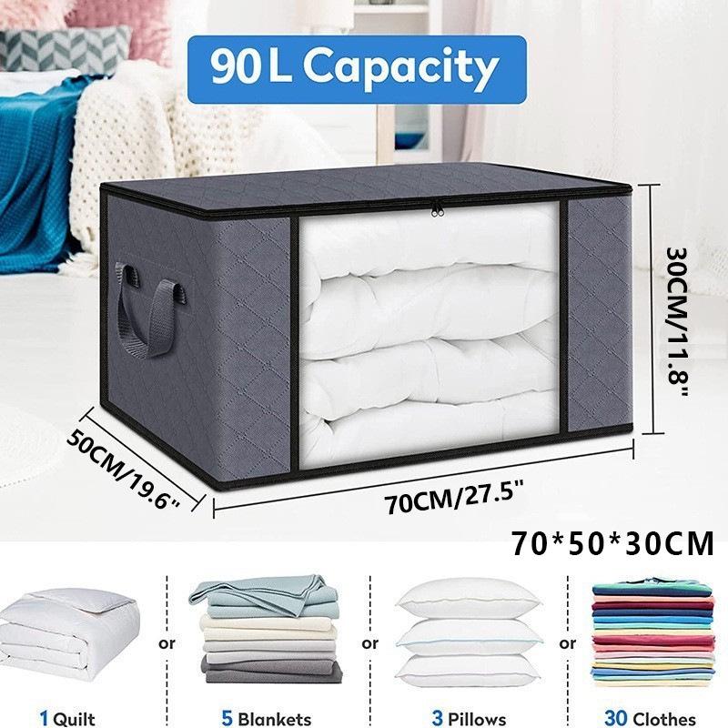 Large Capacity Cotton Quilt Storage Bag with Transparent Window - Ideal for Clothes & Household Items