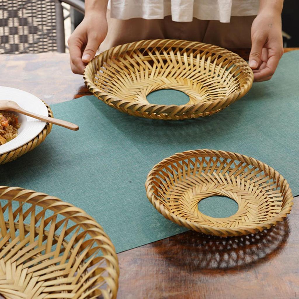 Bamboo Plate Holder, Handcrafted Round Placemat for Dining Table