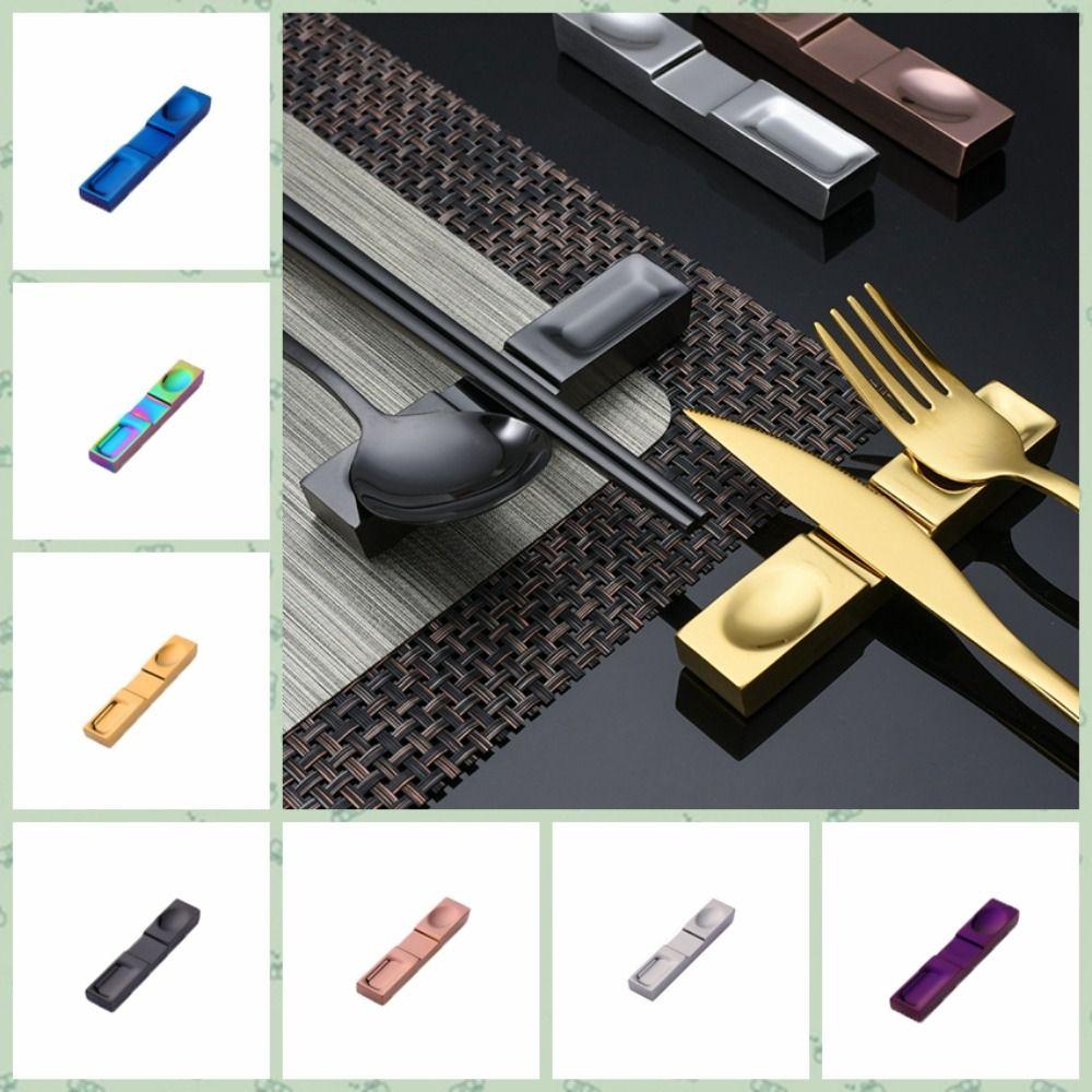 Japanese-style Stainless Steel Chopstick Rest Rectangle Cutlery Rack Chopstick Pillow  Dining Table