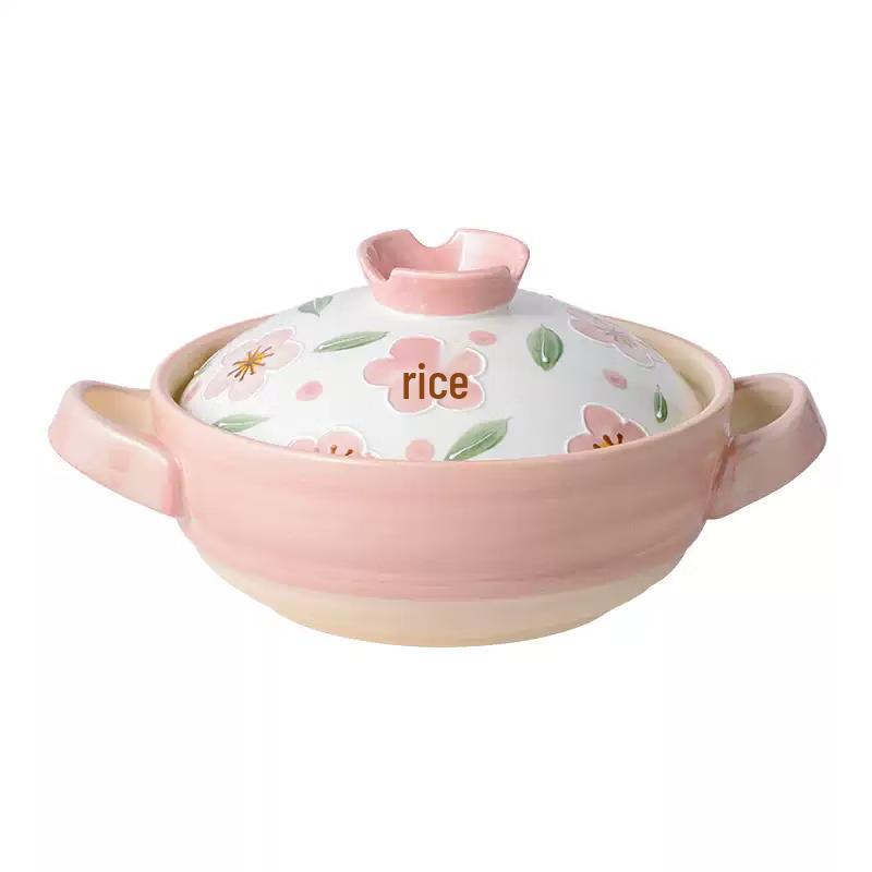 ASD Hand-painted Cherry Blossom Ceramic Stew Pot