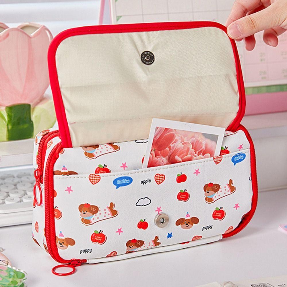 High Value Cute Puppy Pencil Case Large Capacity Multi-layer Stationery Storage Bag Pen Box School Supplies