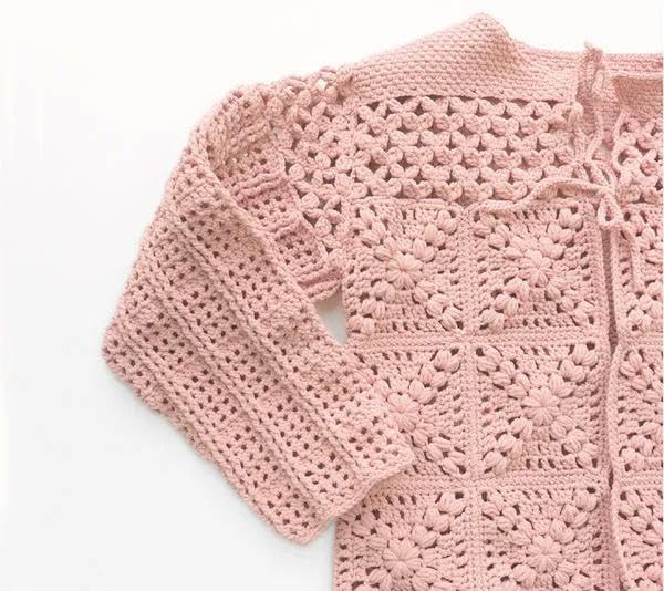 Sawada Knitting Kit Motif Knitting Cardigan Kit Light Rose "Punyeco A-001"