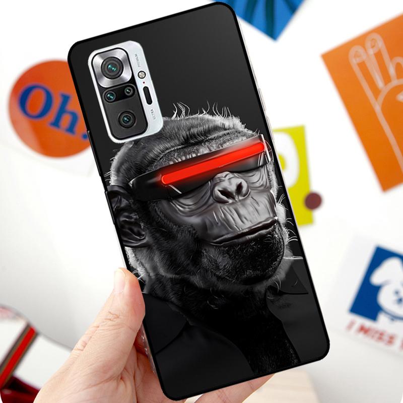 Funny Thinking Monkey With Headphone Case For Xiaomi Redmi Note 12 Pro 11 8 9 10 Pro 9S 10S 11S 12S Redmi 12C 10C 9C 10A Cover