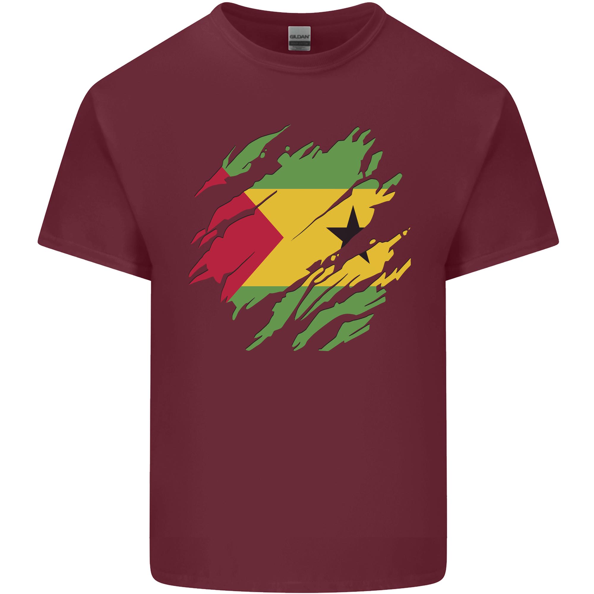 Torn Sao Tome and Principe Flag Day Football Unisexs Light Cotton TShirt S